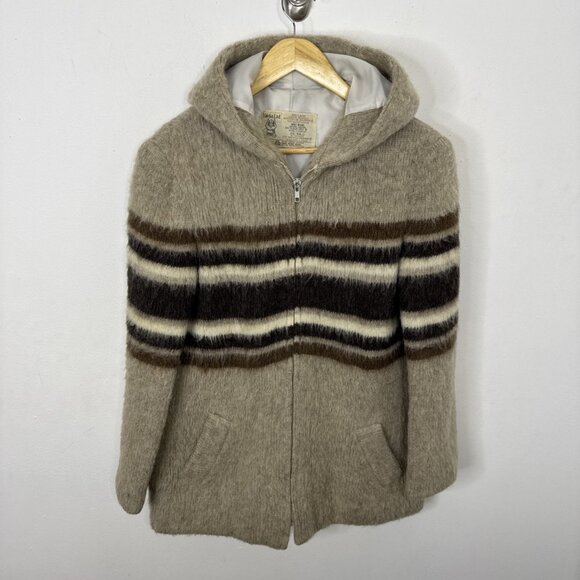 Vintage Hilda Ltd Made In Iceland Virgin Wool Sweater Jacket Coat Women M Boho - Picture 1 of 7